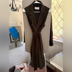 Babaton Malley Vest Tuscan Olive Vegan Suede Size Medium **read description**